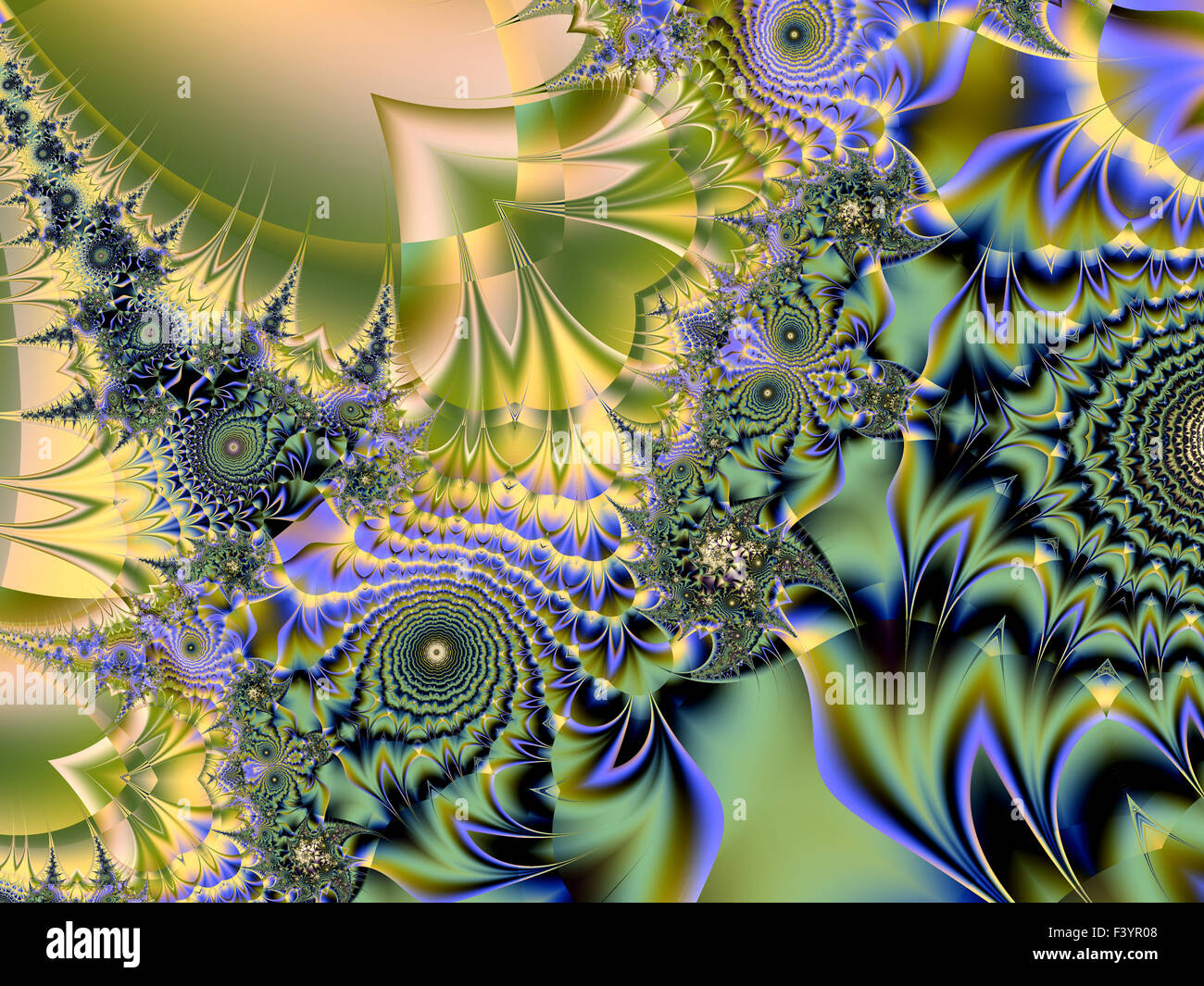 Belle fractale colorés de style, style d'ornement à l'infographie. A-0306. Banque D'Images
