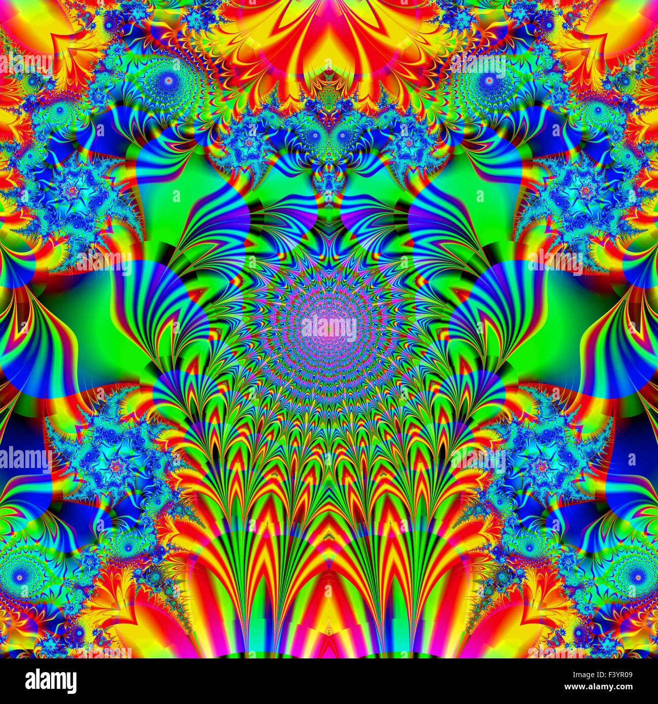 Belle fractale colorés de style, style d'ornement à l'infographie. A-0296. Banque D'Images