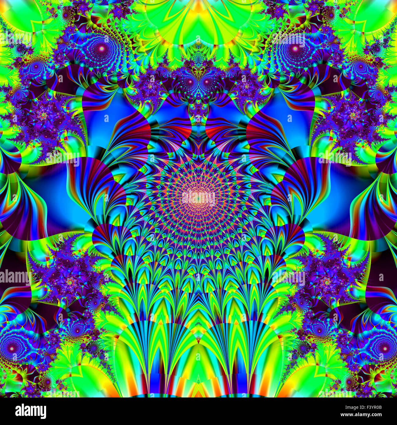 Belle fractale colorés de style, style d'ornement à l'infographie. A-0298. Banque D'Images