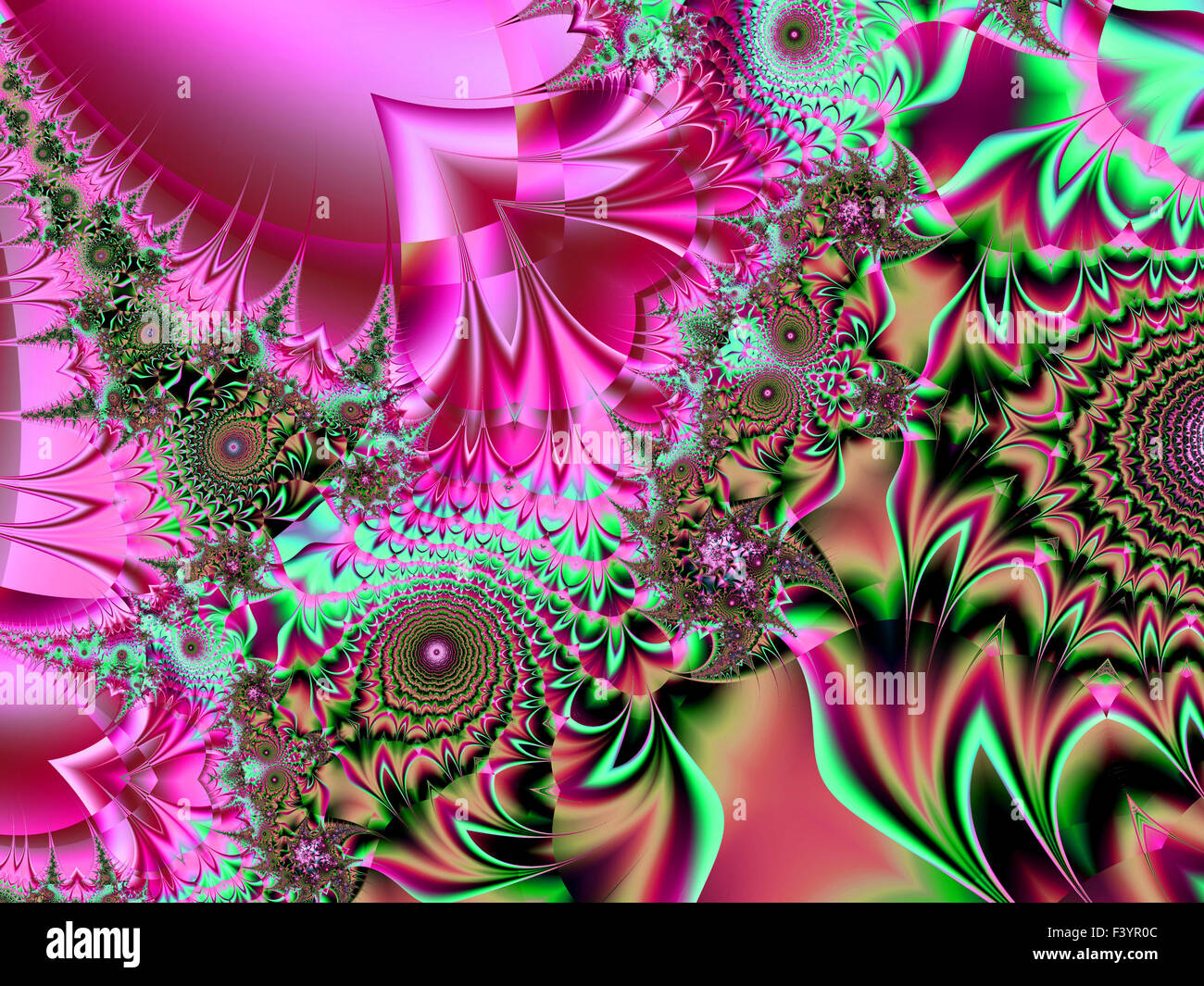 Belle fractale colorés de style, style d'ornement à l'infographie. A-0308. Banque D'Images