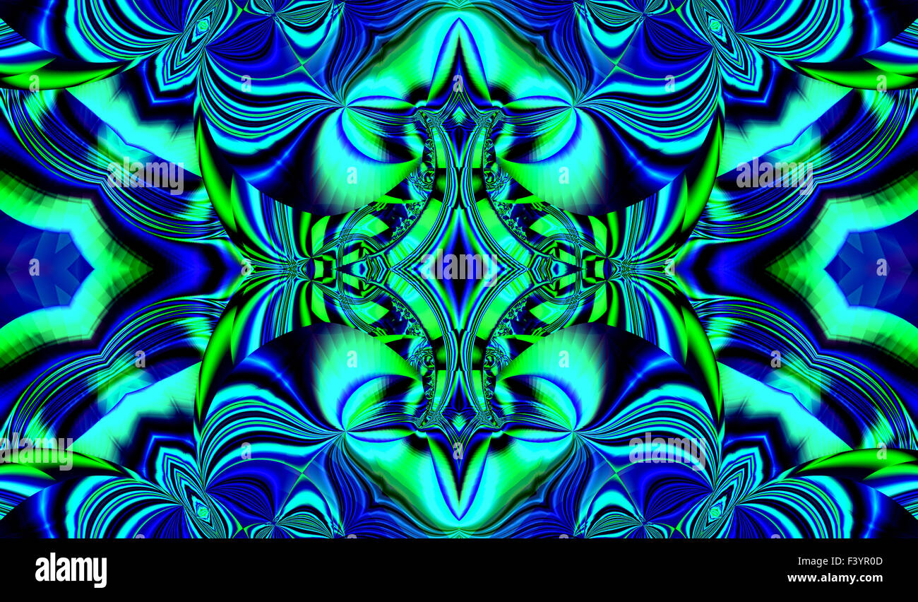 Belle fractale colorés de style, style d'ornement à l'infographie. A-0329. Banque D'Images