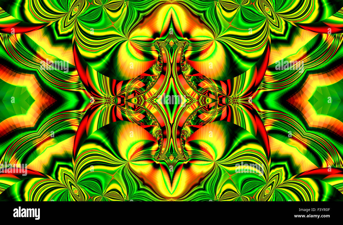 Belle fractale colorés de style, style d'ornement à l'infographie. A-0331. Banque D'Images