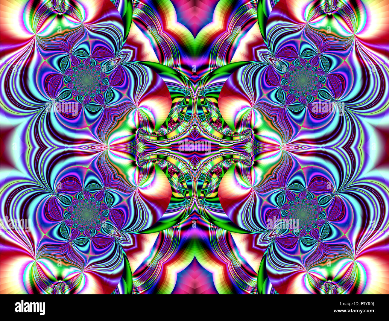 Belle fractale colorés de style, style d'ornement à l'infographie. A-0324. Banque D'Images