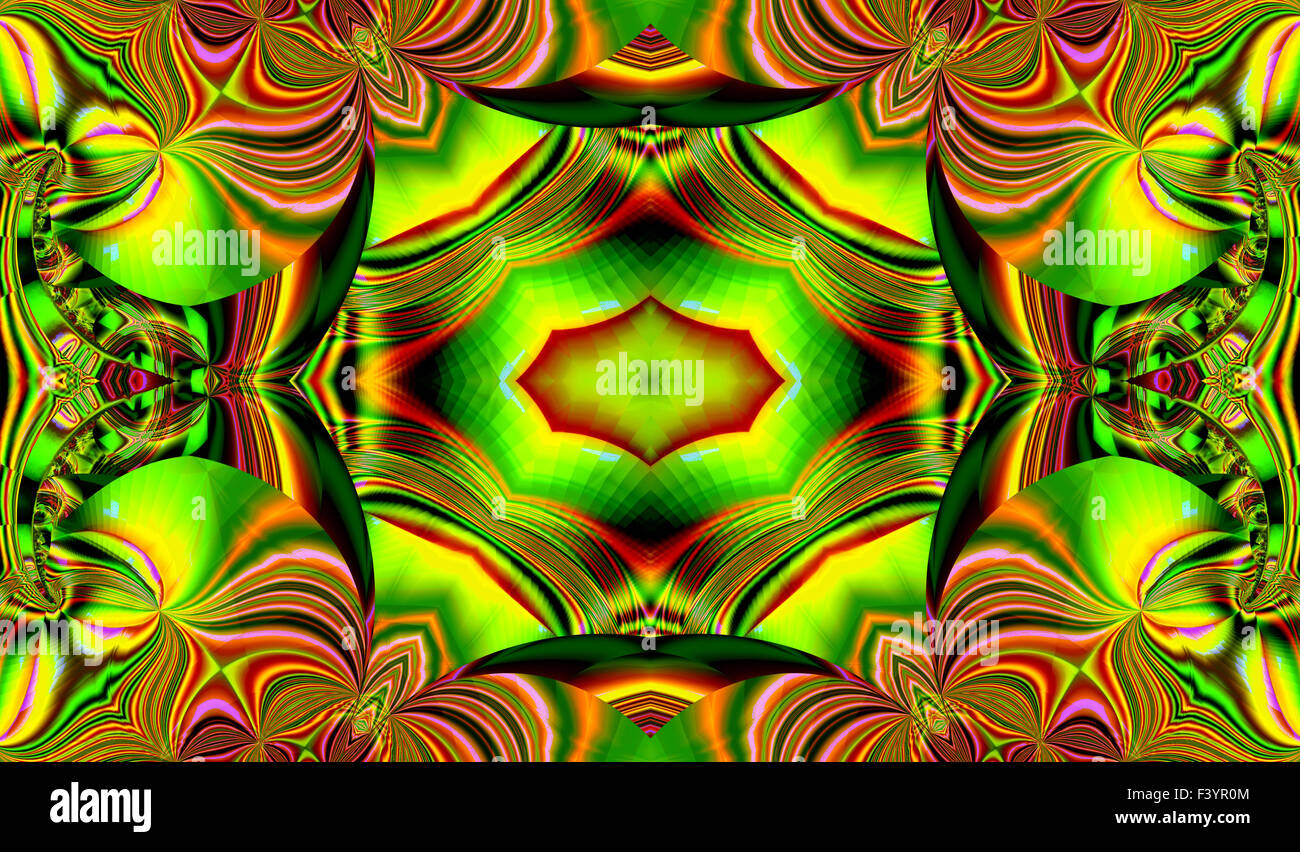 Belle fractale colorés de style, style d'ornement à l'infographie. A-0326. Banque D'Images