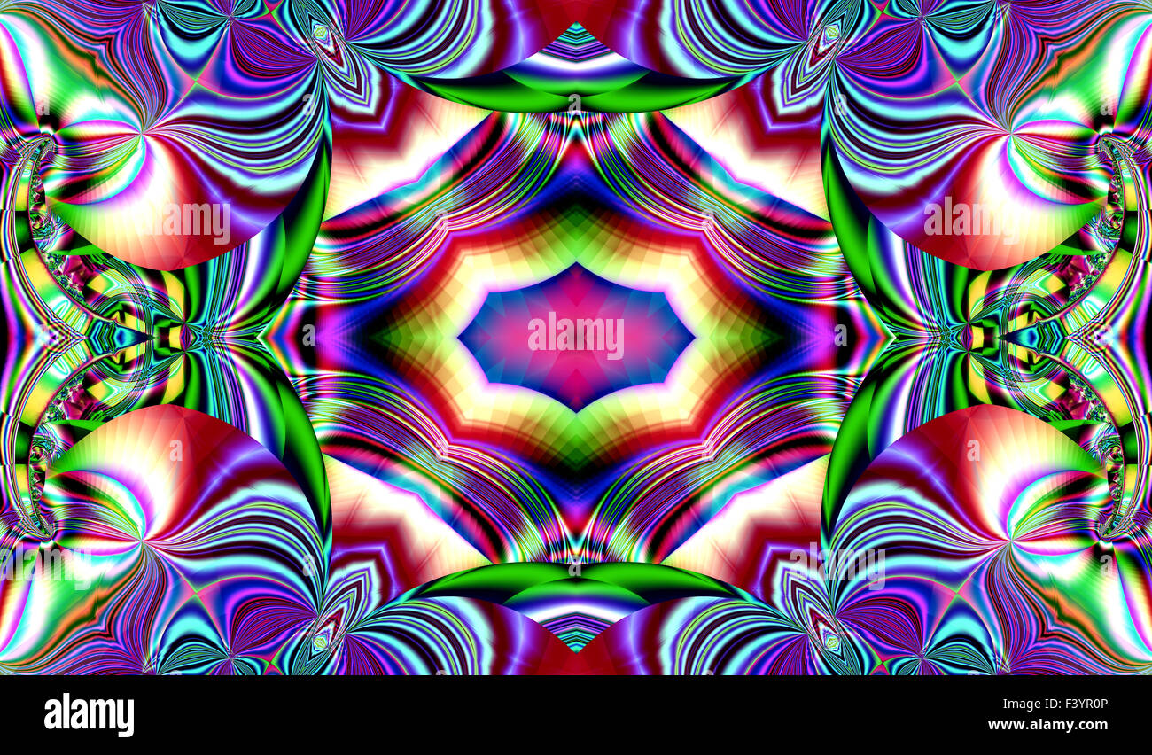 Belle fractale colorés de style, style d'ornement à l'infographie. A-0325. Banque D'Images