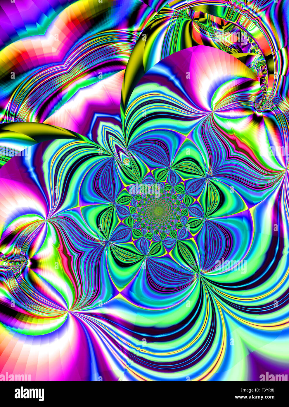 Belle fractale colorés de style, style d'ornement à l'infographie. A-0323. Banque D'Images