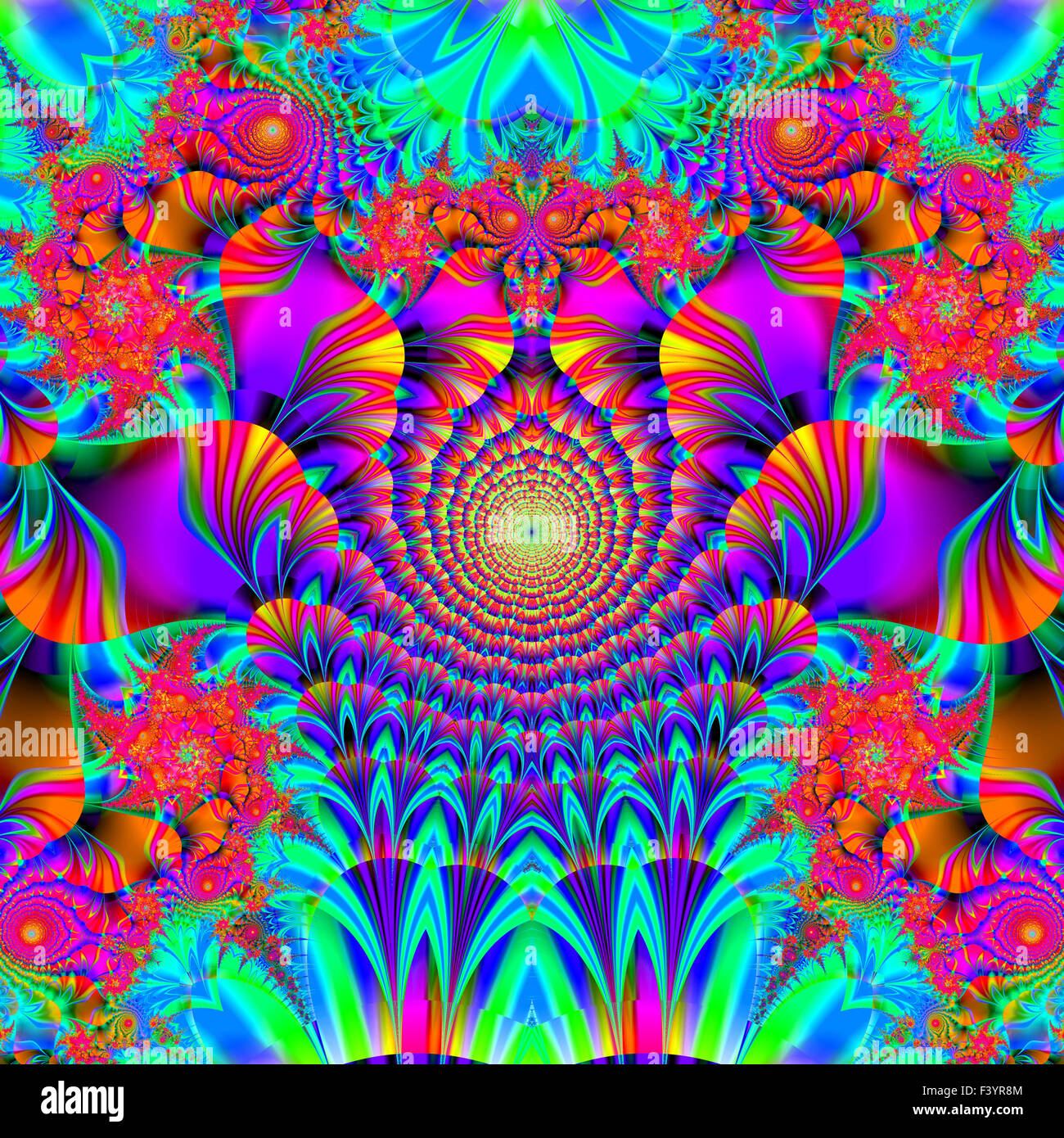 Belle fractale colorés de style, style d'ornement à l'infographie. A-0297. Banque D'Images