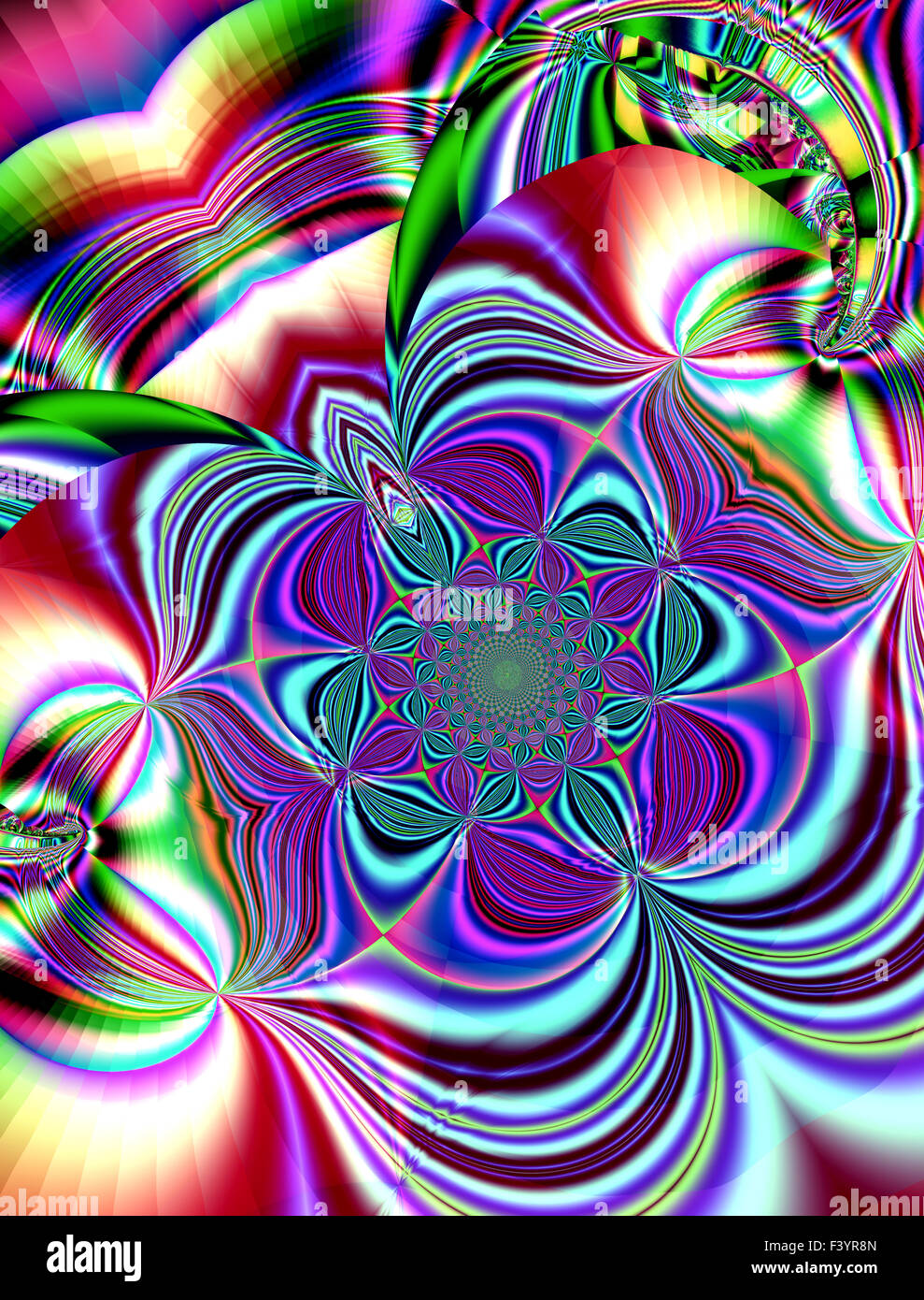 Belle fractale colorés de style, style d'ornement à l'infographie. A-0320. Banque D'Images