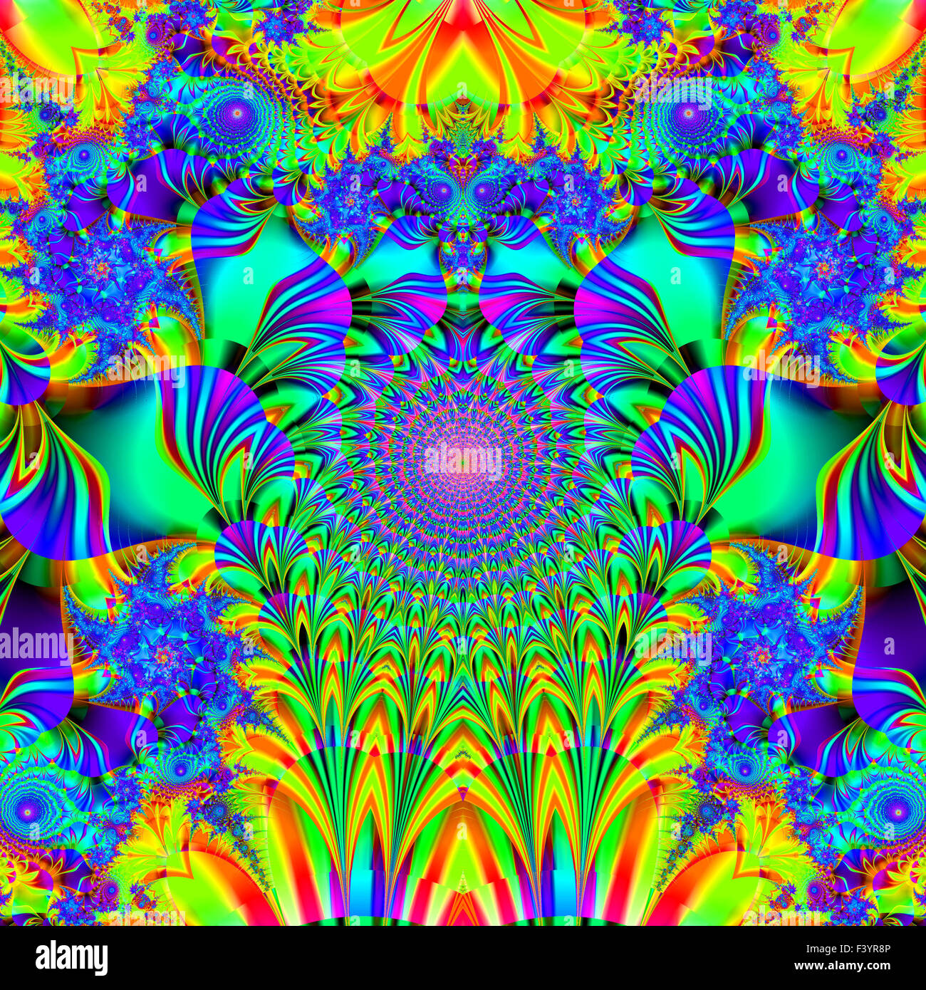 Belle fractale colorés de style, style d'ornement à l'infographie. A-0299. Banque D'Images