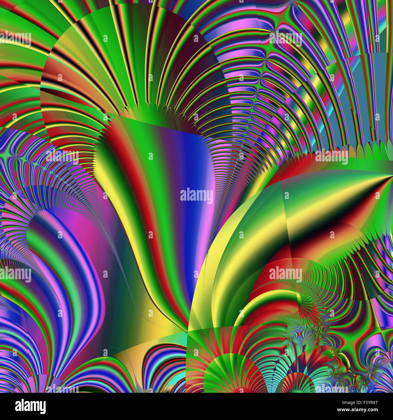 Belle fractale colorés de style, style d'ornement à l'infographie. A-0293. Banque D'Images