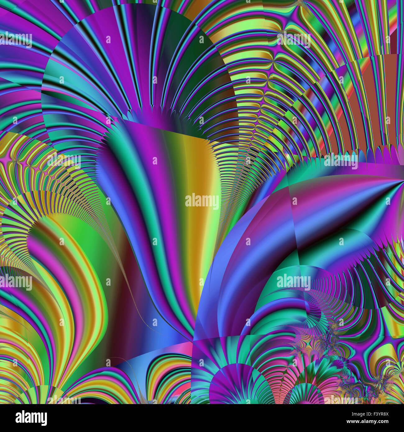 Belle fractale colorés de style, style d'ornement à l'infographie. A-0294. Banque D'Images