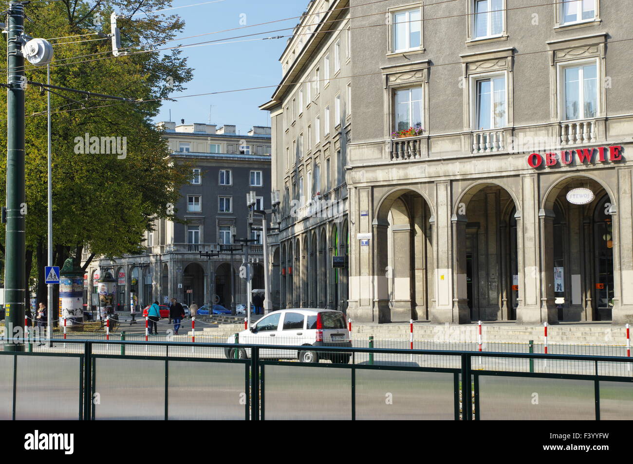 Nowa Huta, Cracovie. Ancien symbole de communisme en Pologne. Plac Centralny, Ronald Regan maintenant Square. L'architecture stalinienne. Banque D'Images