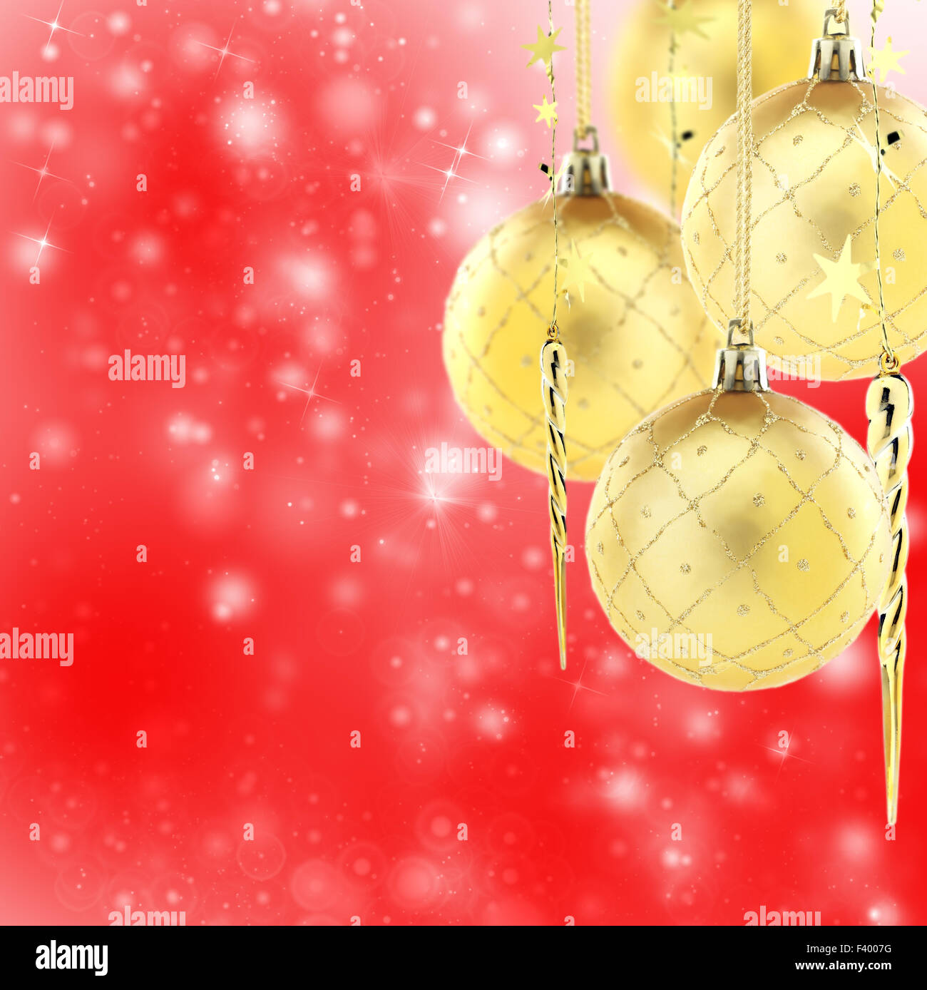 L'or de décorations de Noël. Banque D'Images