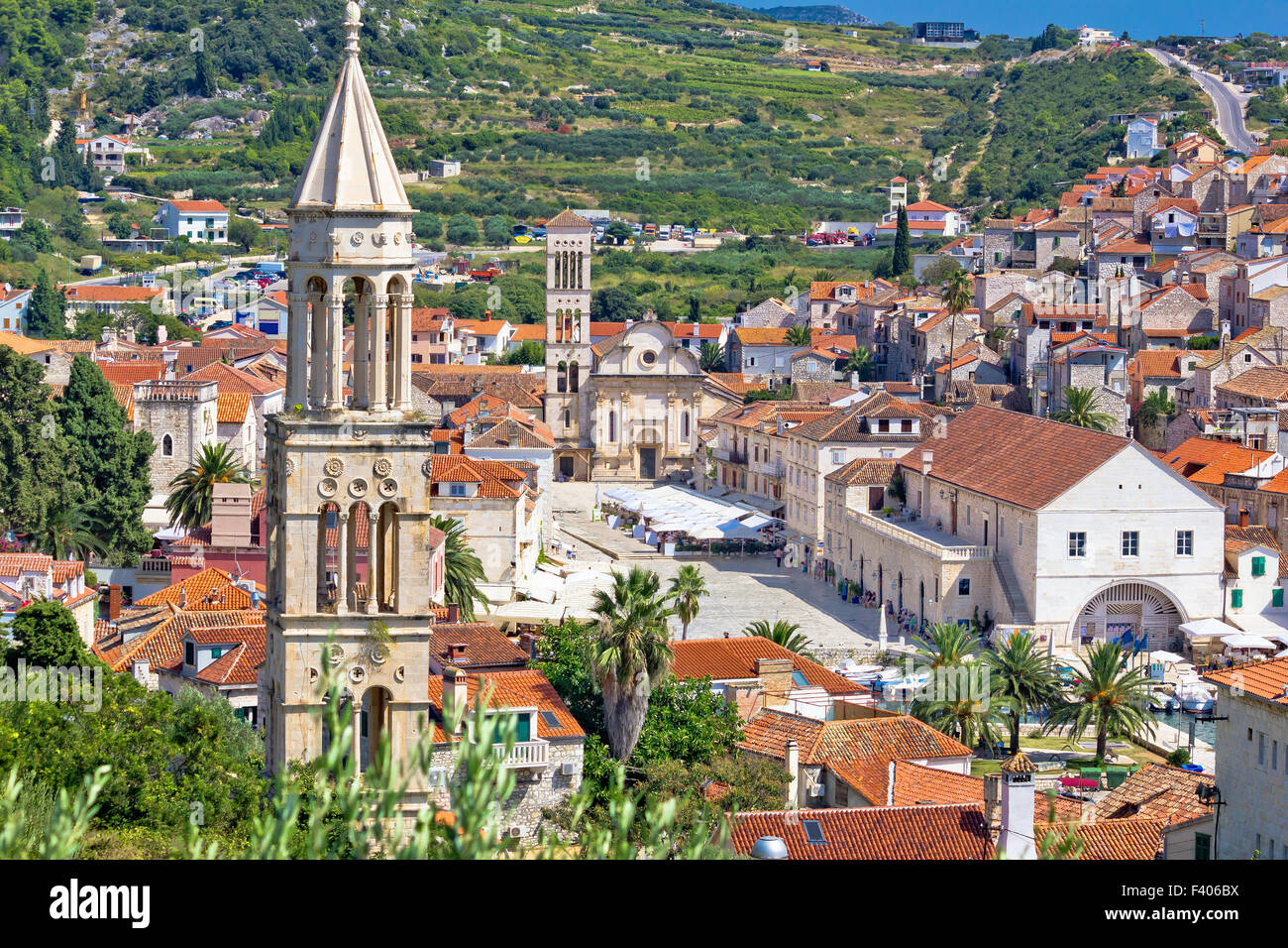 Ville historique de Hvar l'architecture en pierre Banque D'Images