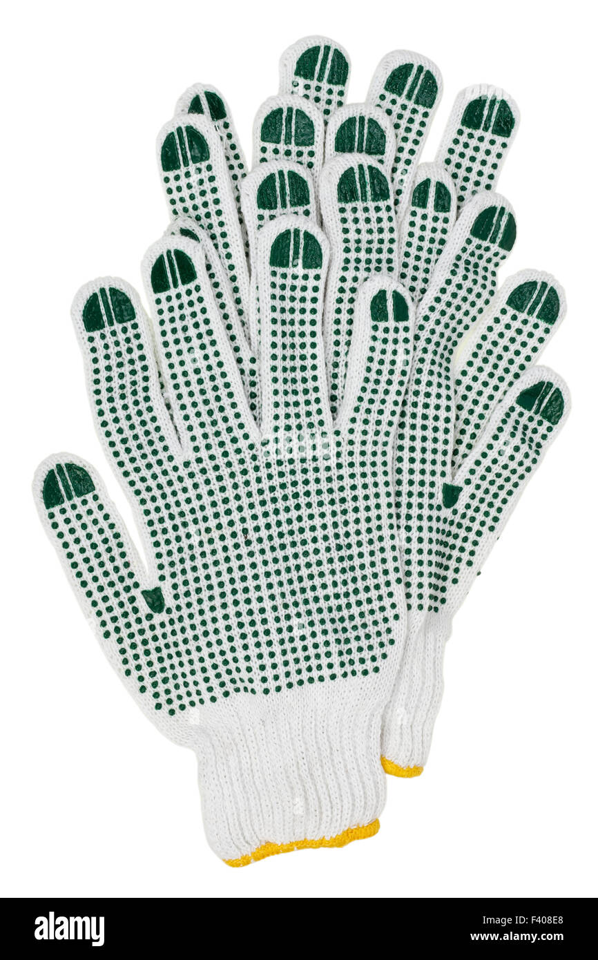 Gants de travail blanc Banque D'Images