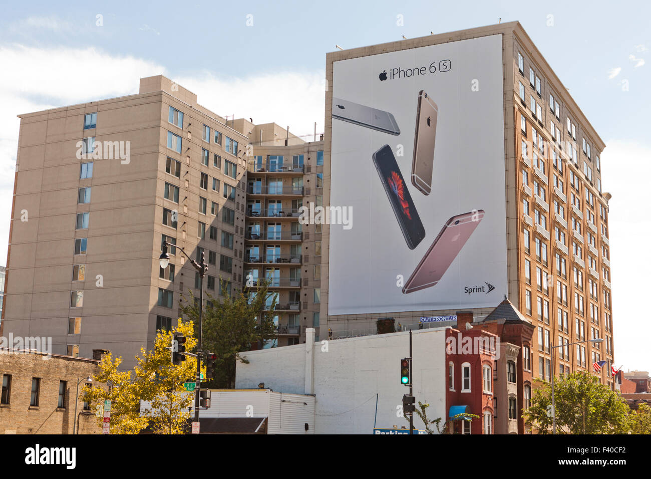 IPhone 6s annonce sur le côté du bâtiment - USA Banque D'Images