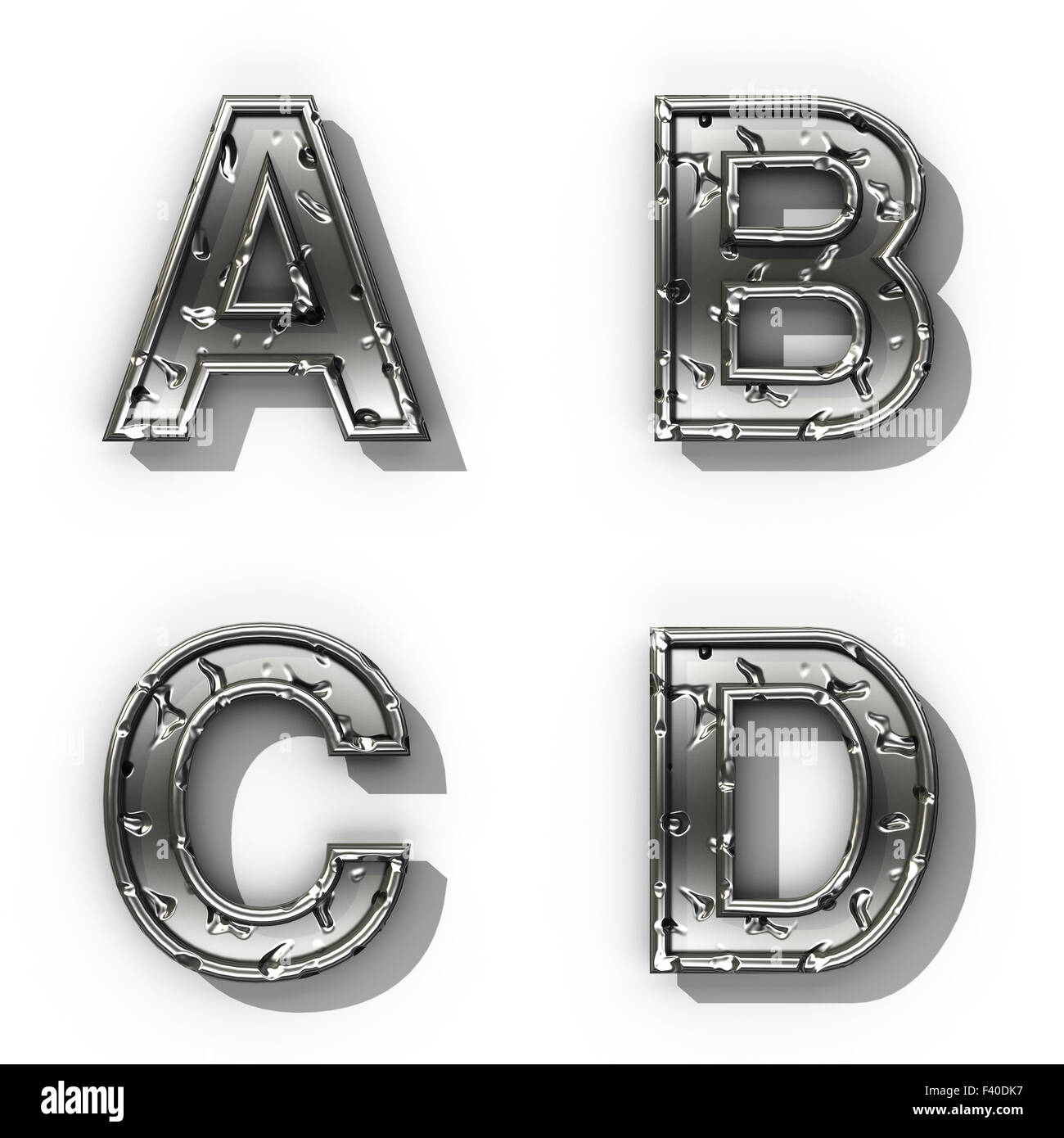 Lettre alphabet métal set avec ombres sur blanc Photo Stock - Alamy