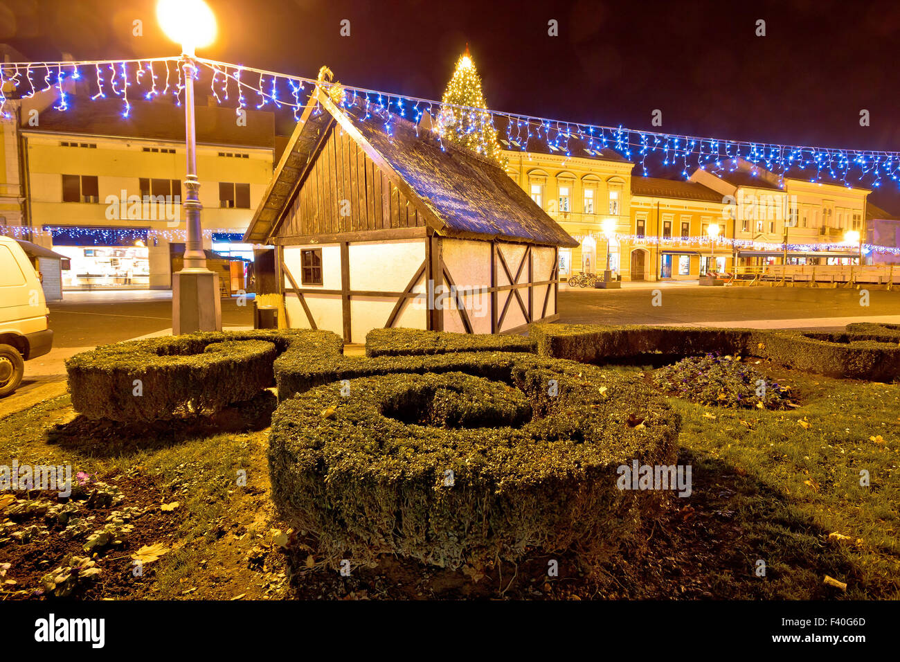 Vieux chalet à Koprivnica sur Noël Banque D'Images