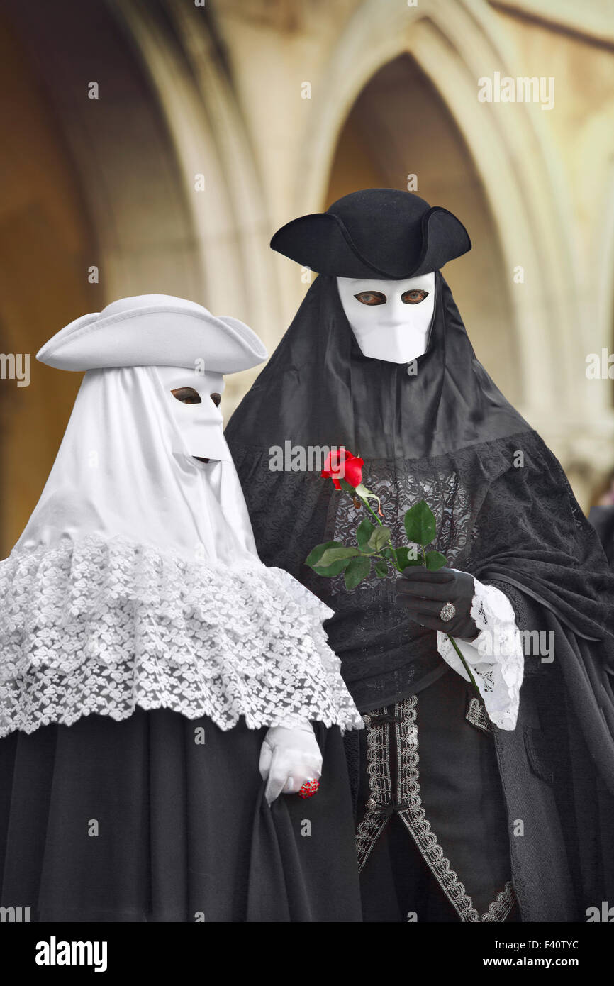 Masque de carnaval à Venise - Costume Vénitien Banque D'Images