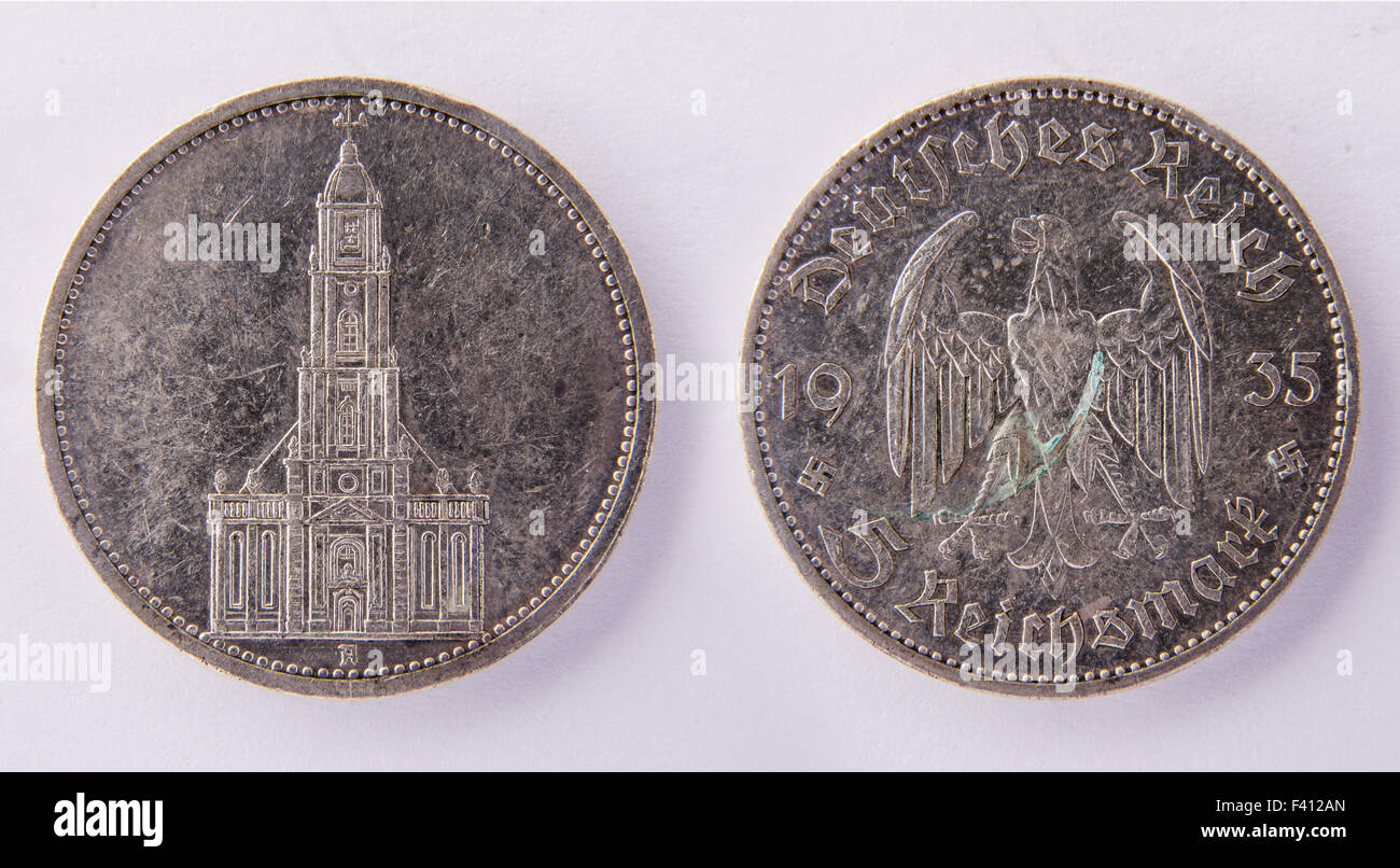 Pièce 5 Reichsmark 1935 allemand Banque D'Images