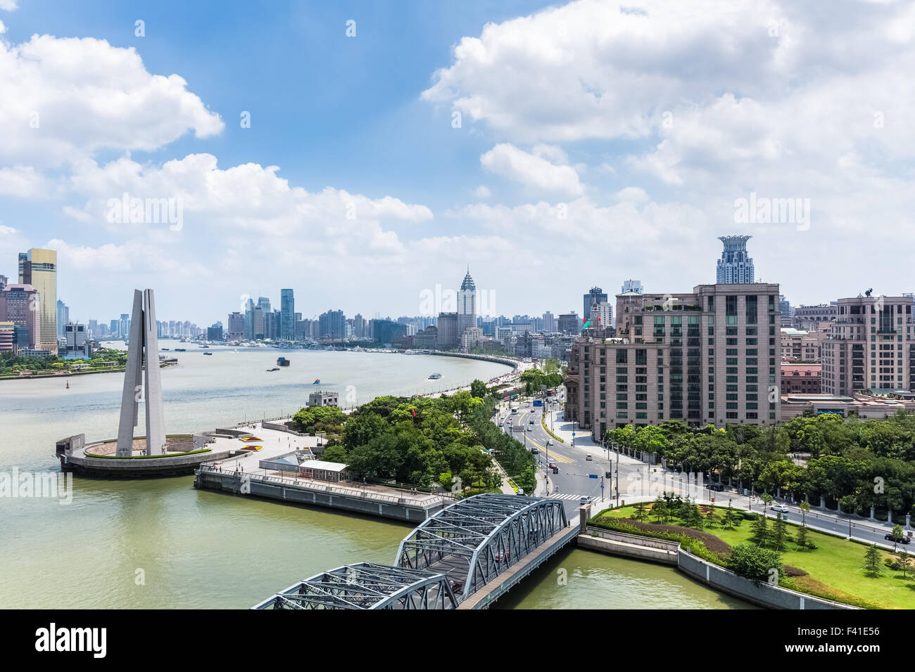 Paysage urbain de Shanghai dans journée Banque D'Images