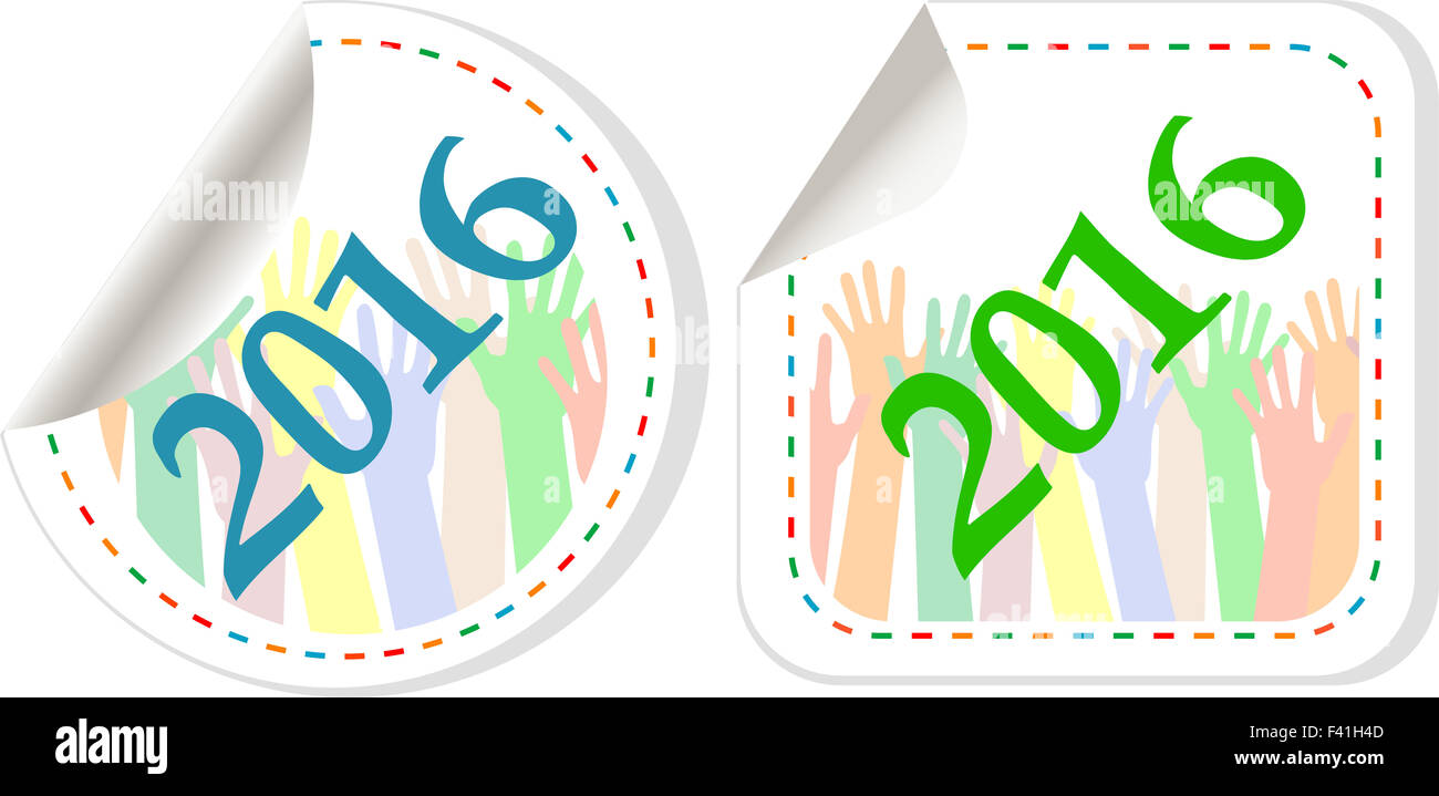 Nouvelle année 2016 nouvelle icône symbole violet ans original design moderne pour web et mobile app sur fond blanc avec la réflexion Banque D'Images