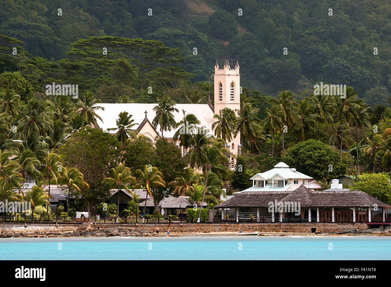 L'église Saint Roch, Beau Vallon, l'île de Mahé, Seychelles Banque D'Images