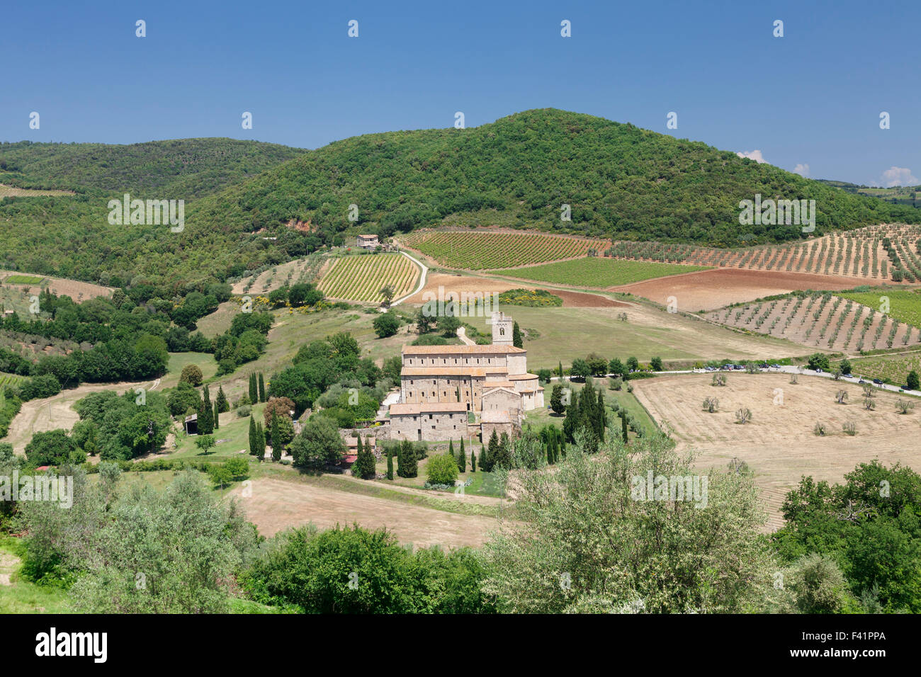 Abbaye de Sant'Antimo, monastère, Castelnuovo dell'Abate, Montalcino, Toscane, Province de Sienne, Italie Banque D'Images