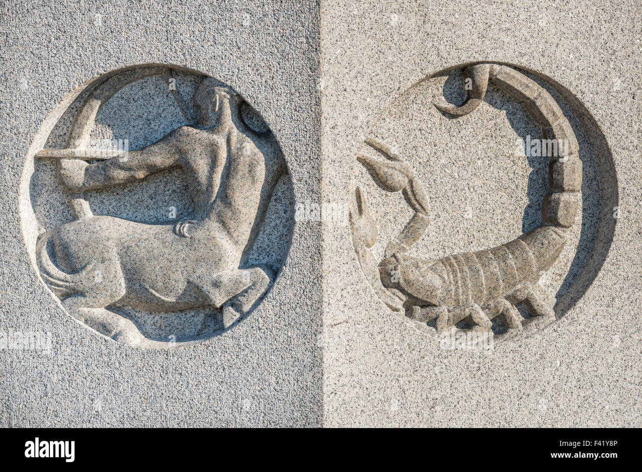 Le Sagittaire et le Scorpion, l'allégement de granit par Gustav Vigeland Sculpture Park, Vigeland, Frognerparken, Frogner, Oslo, Norvège Banque D'Images