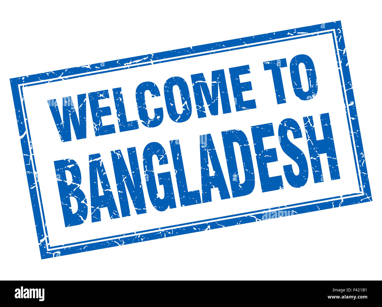 Le Bangladesh blue square bienvenue grunge stamp isolés Banque D'Images