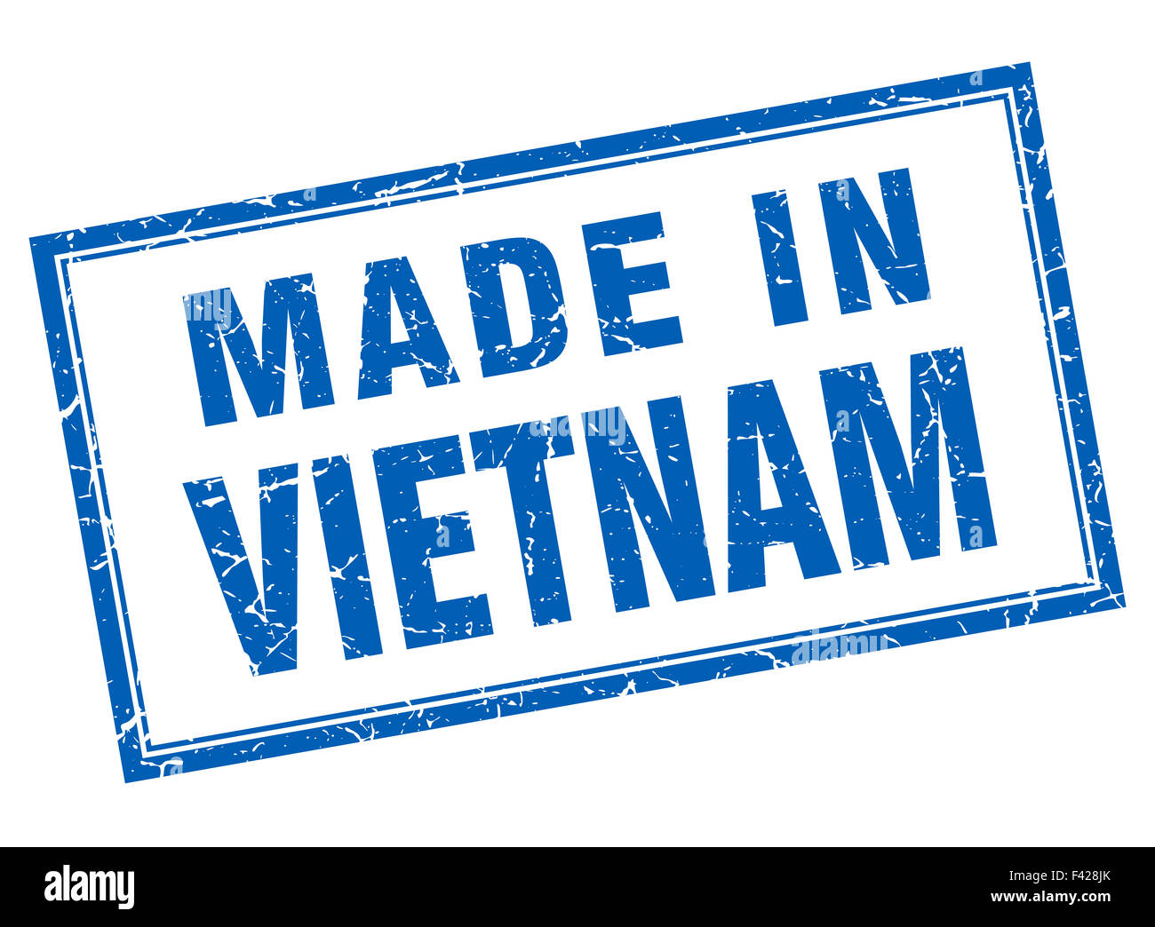 Vietnam blue square grunge made in stamp Banque D'Images