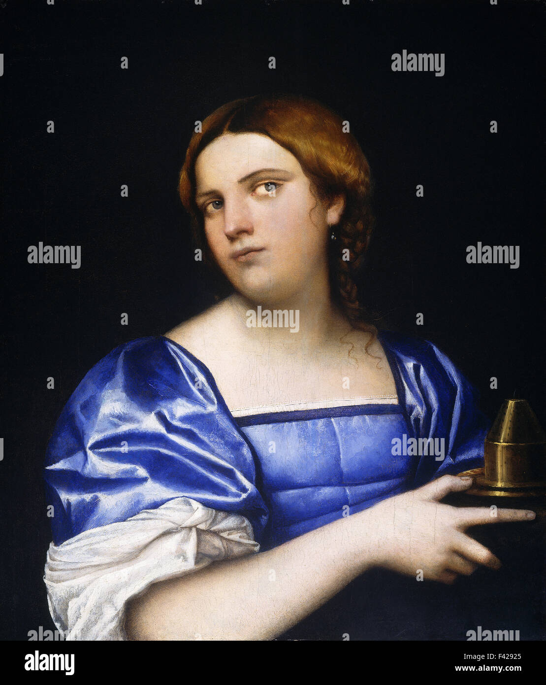 Sebastiano del Piombo - Portrait d'une jeune femme comme une Vierge Sage Banque D'Images