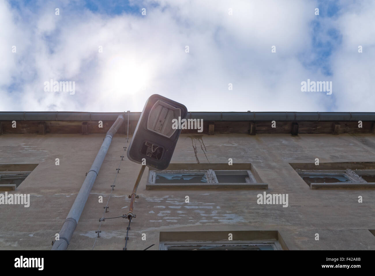 Lampe sur un mur de la maison Banque D'Images