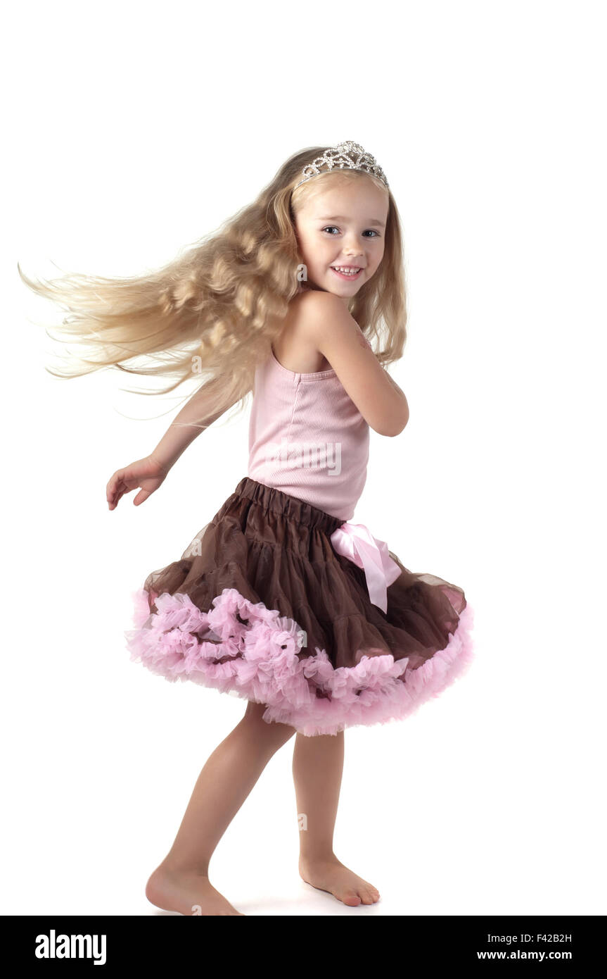 Little girl dancing in studio Banque D'Images