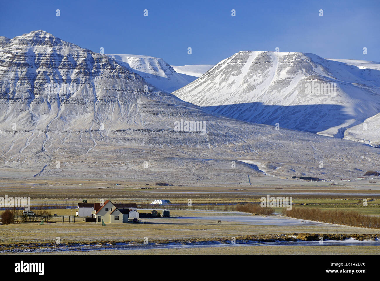 Paysage d'hiver à l'ouest d'Akureyri Banque D'Images
