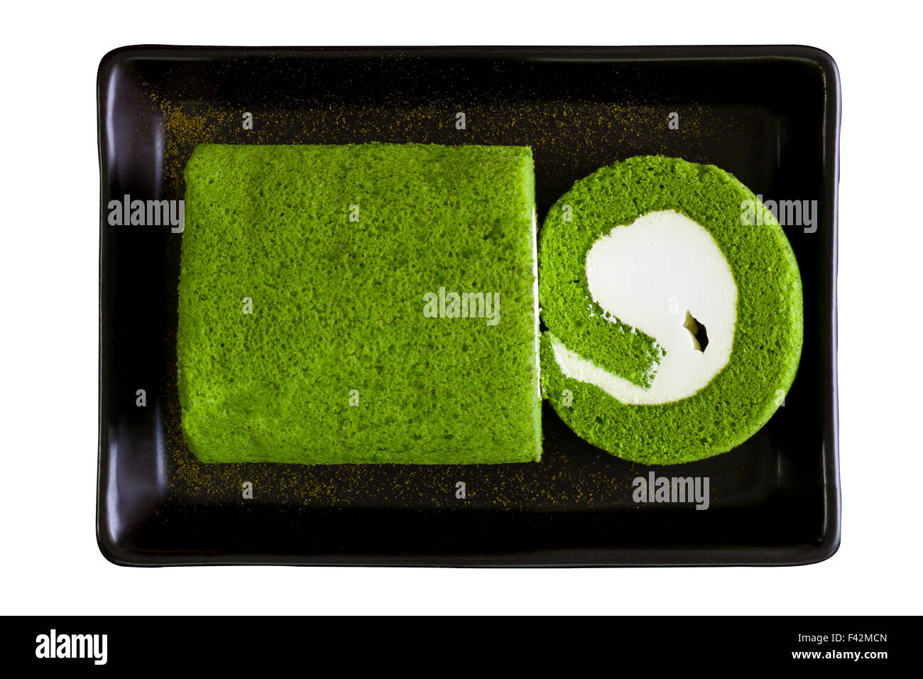 Gâteau de thé vert comme une collation pour un moment de détente. Banque D'Images Gâteau de thé vert comme une collation pour un moment de détente. Banque D'Images