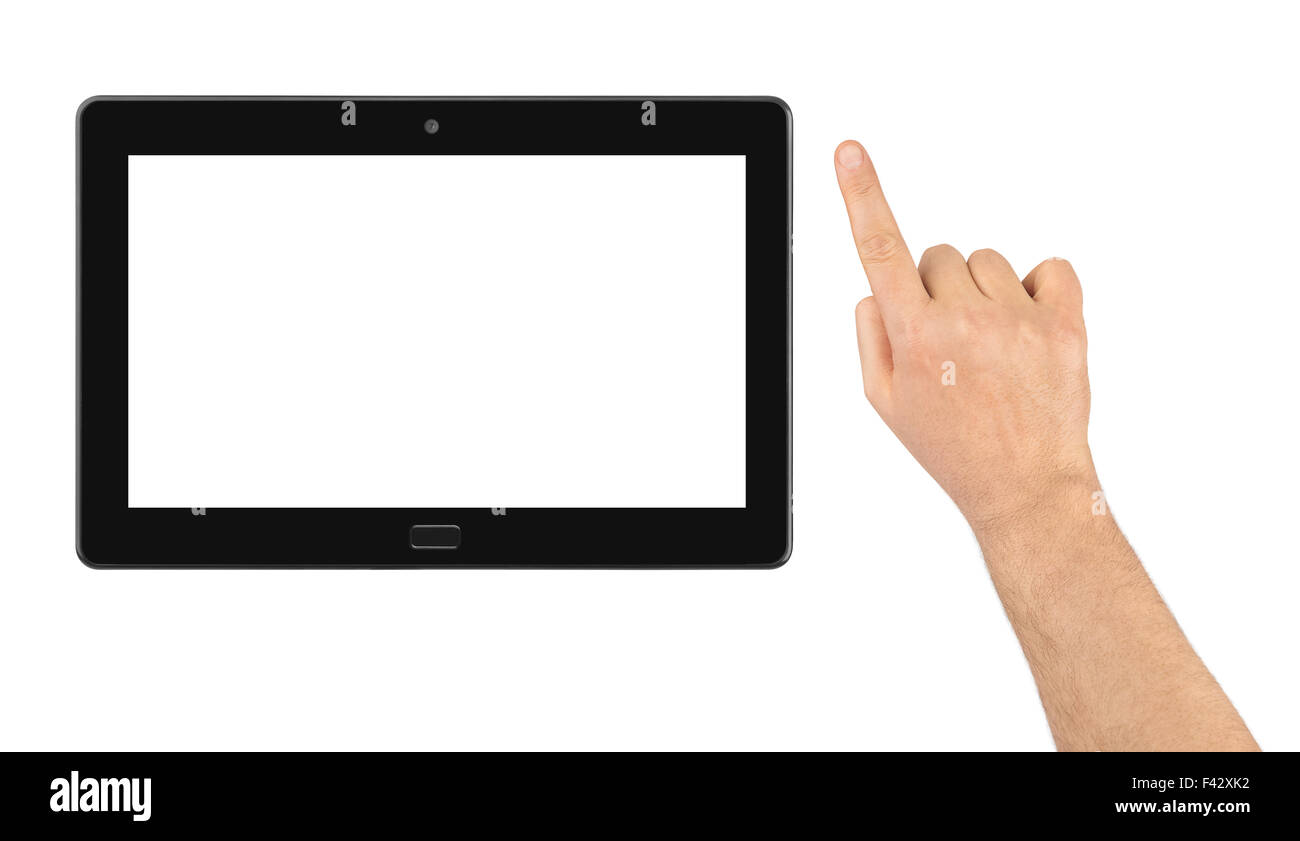 Main et Pc tablette tactile Banque D'Images