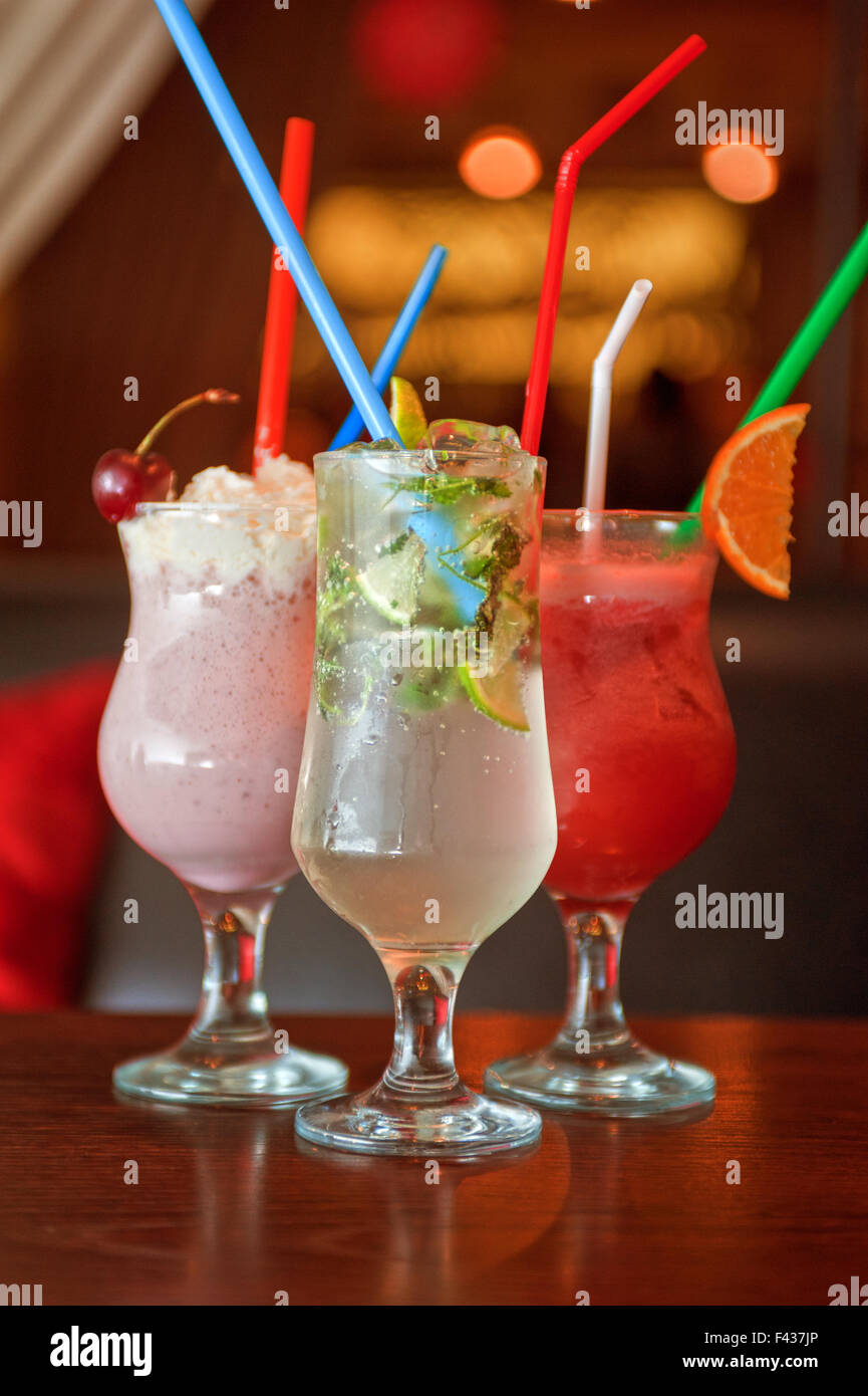 Trois cocktails sans alcool et santé Banque D'Images