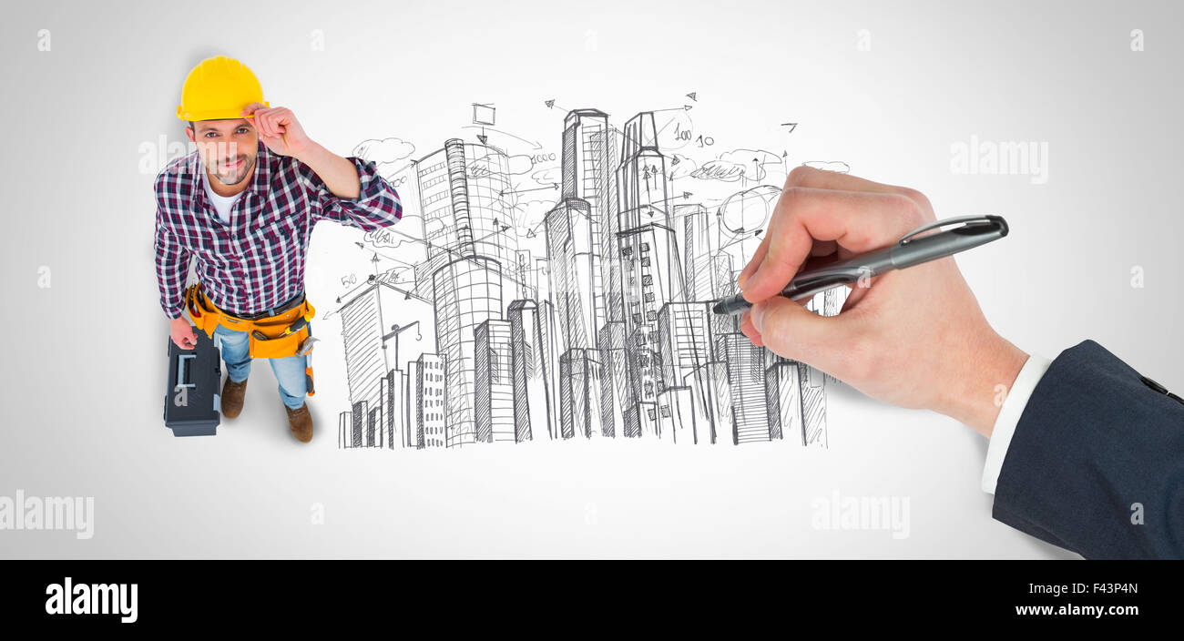 Image composite de la main avec un stylo Banque D'Images