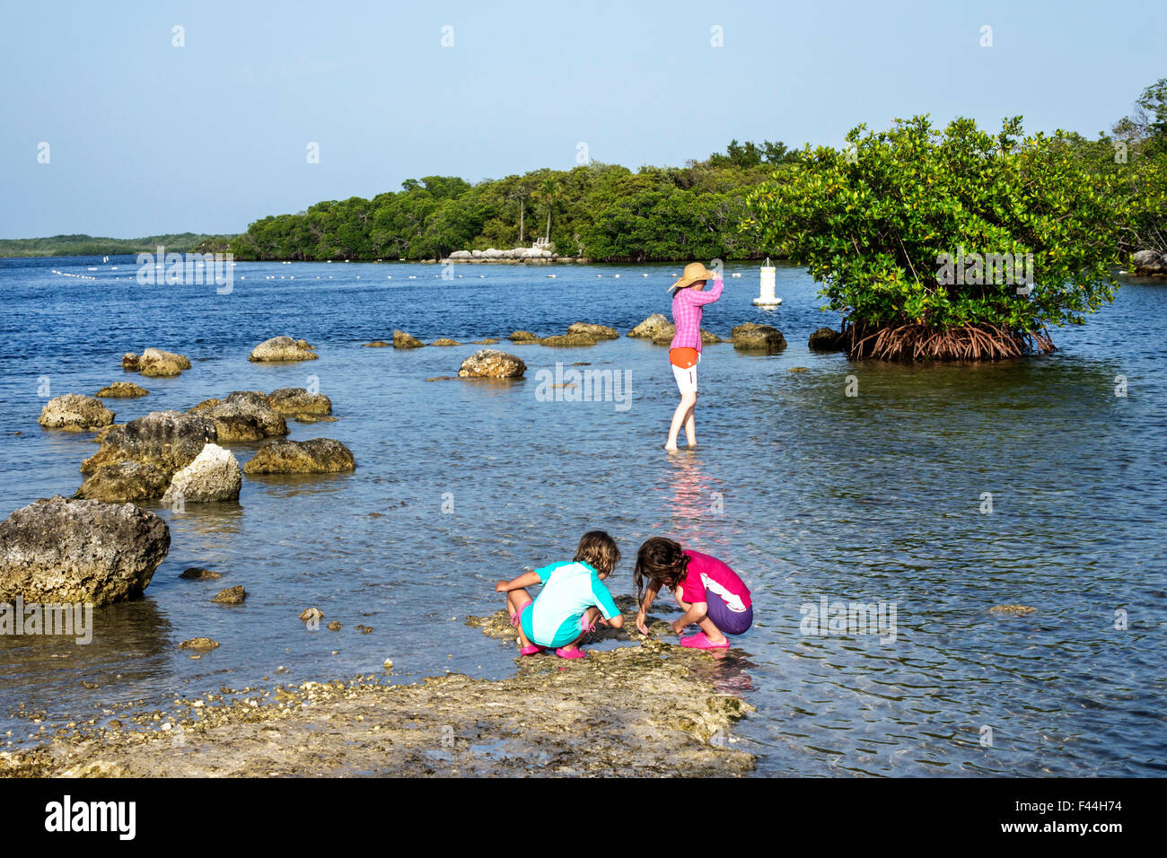 Florida Keys, autoroute route 1 Overseas Highway, Key Largo, John Pennekamp Coral Reef State Park, Largo Sound, garçon, filles, jeunes jeunes jeunes jeunes jeunes vous Banque D'Images