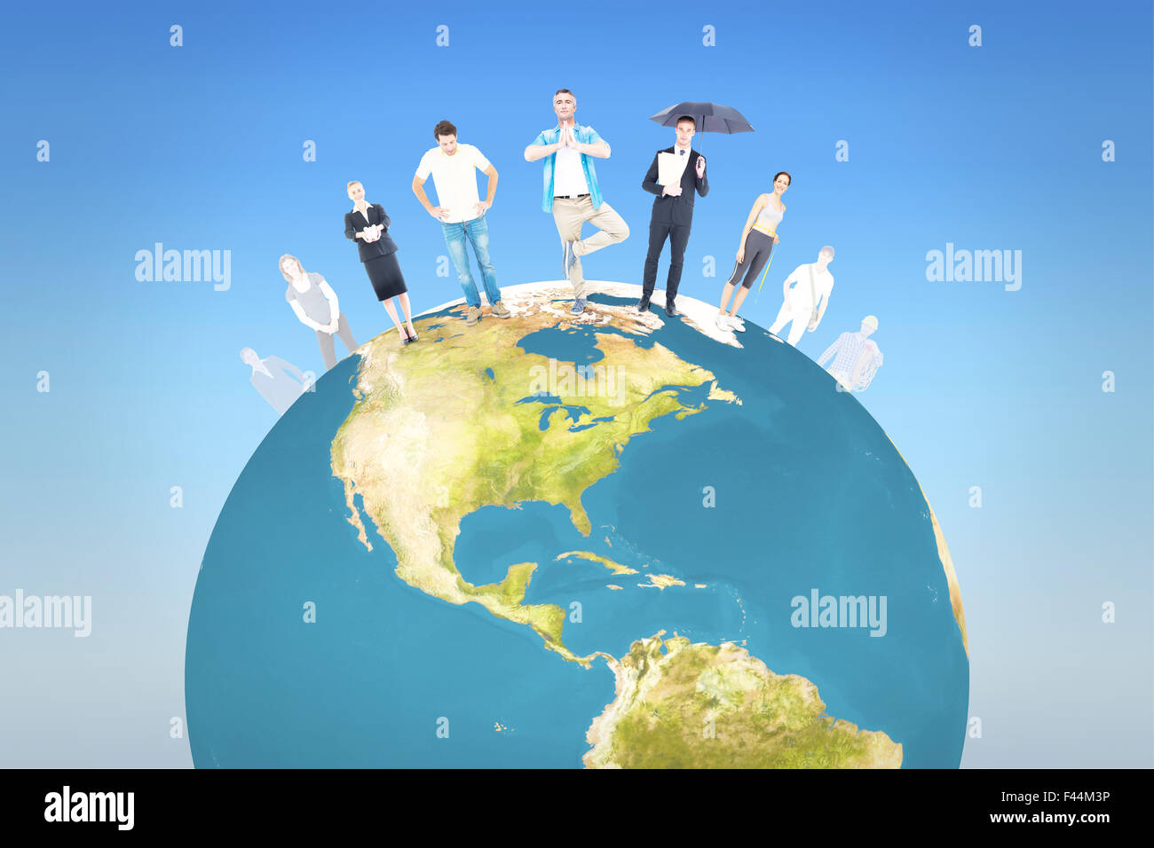 Personnes debout sur la carte du monde Banque de photographies et d ...