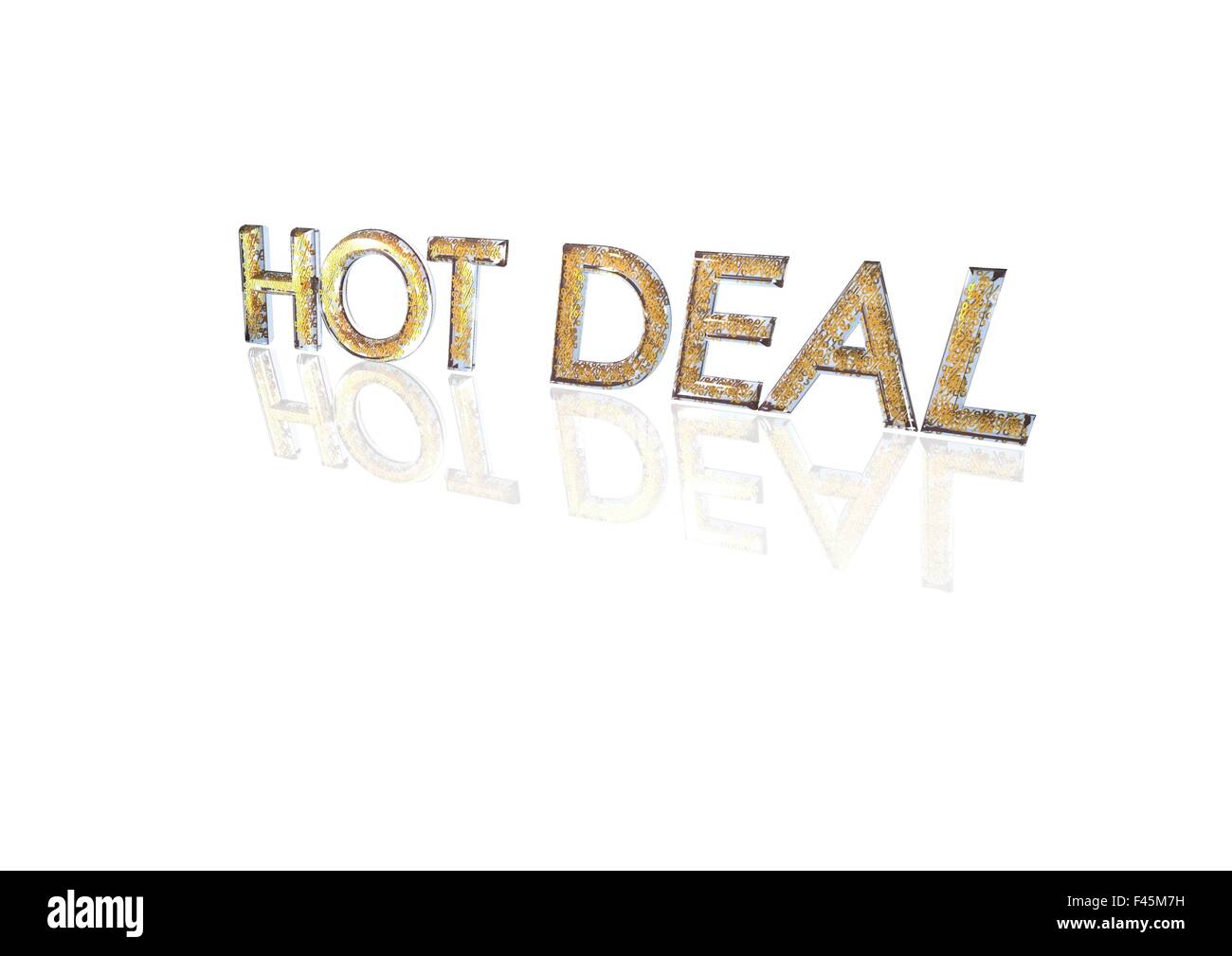 Mot HOT DEAL fabriqués à partir de symboles de pourcentage. Banque D'Images