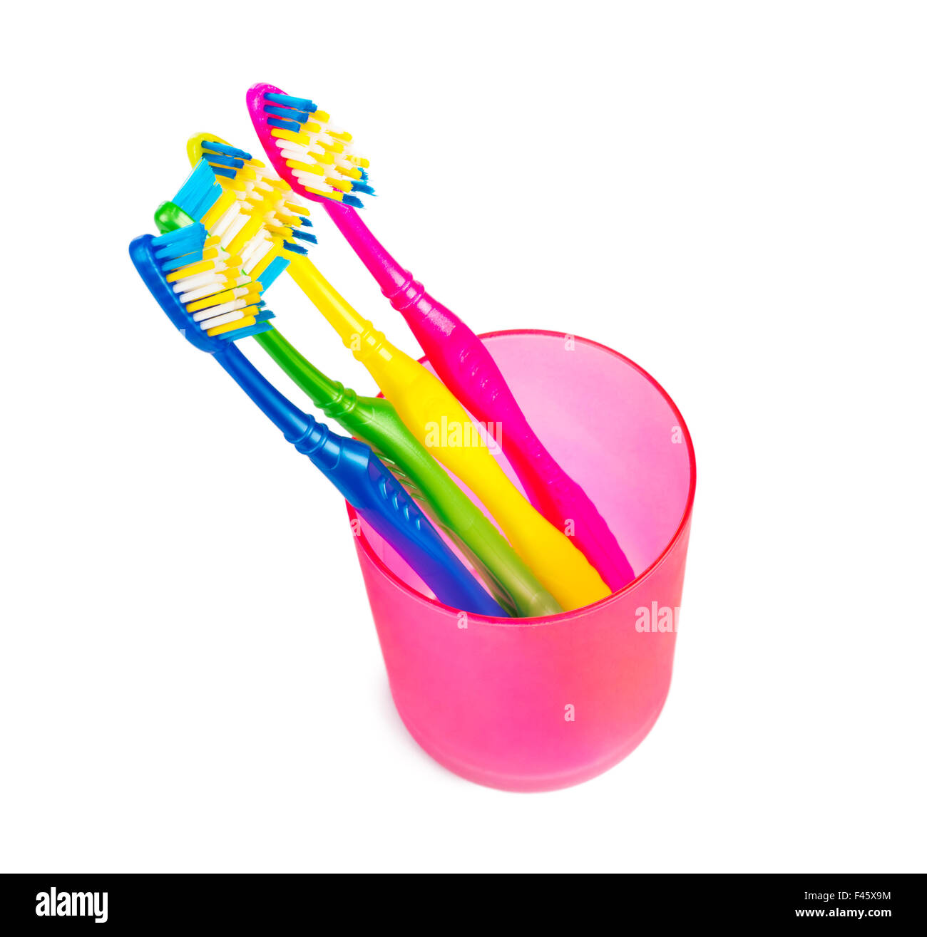 Des brosses à dents dans le verre Banque D'Images