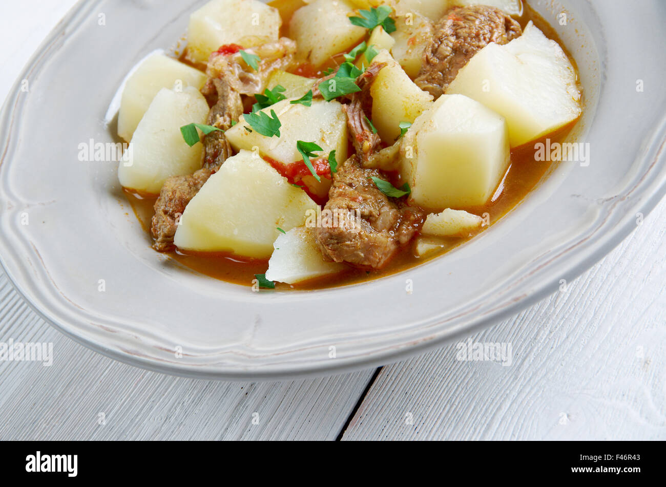 Rossypottu - plat traditionnel finlandais.ragoût de porc à l'aide de pommes de terre, certains Banque D'Images