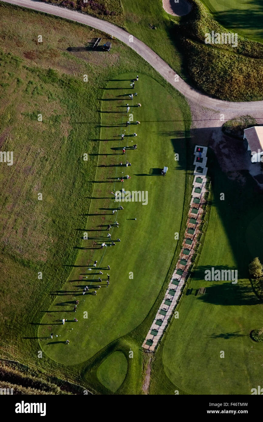 Un parcours de golf, vue aérienne, la Suède. Banque D'Images