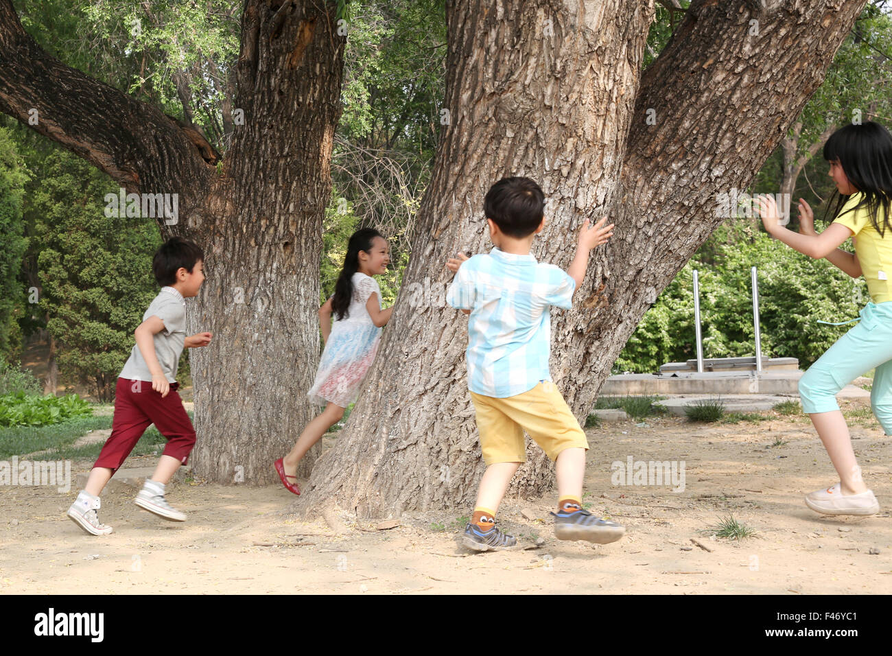 Enfants jouant dans le parc Banque D'Images