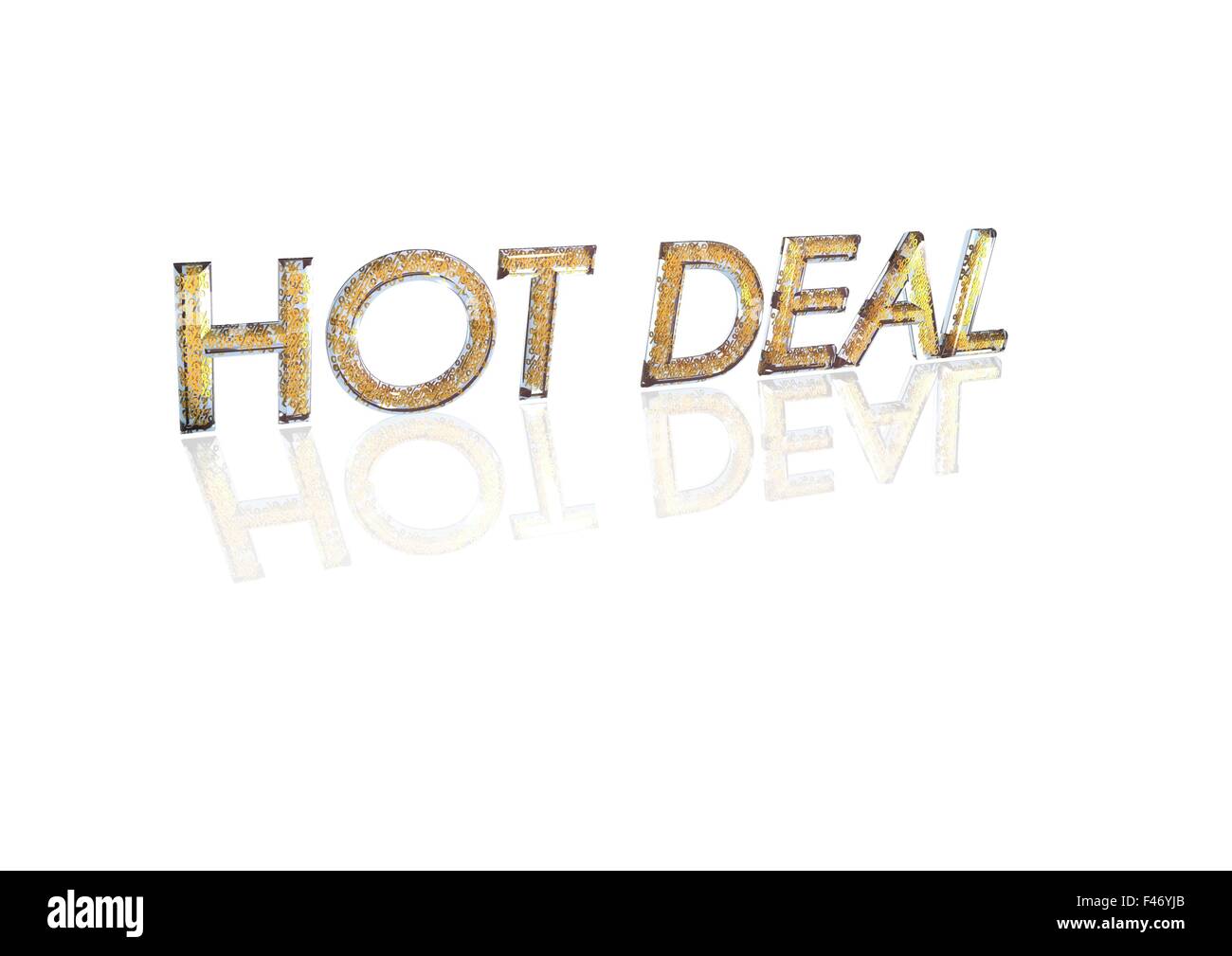 Mot HOT DEAL fabriqués à partir de symboles de pourcentage. Banque D'Images