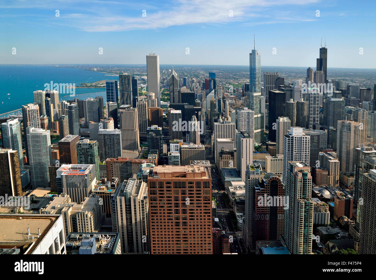 Horizon de Chicago et le lac Michigan, vue du John Hancock Center, Chicago, Illinois, États-Unis Banque D'Images
