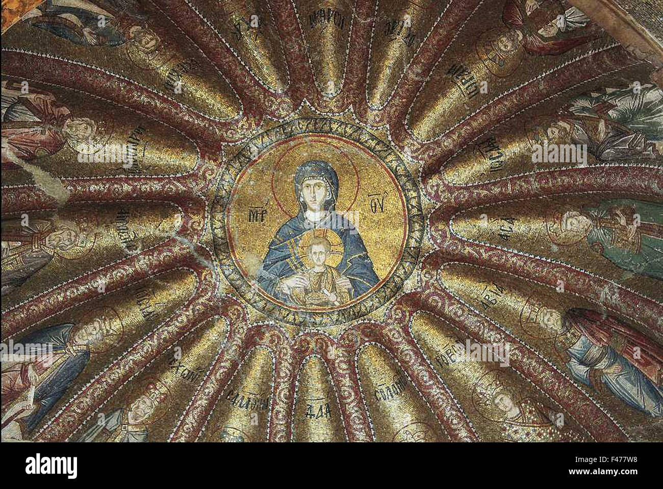1106. Marie avec Jésus enfant, 13ème. C. MOSAÏQUE DE L'église byzantine de Chora À ISTANBUL Banque D'Images