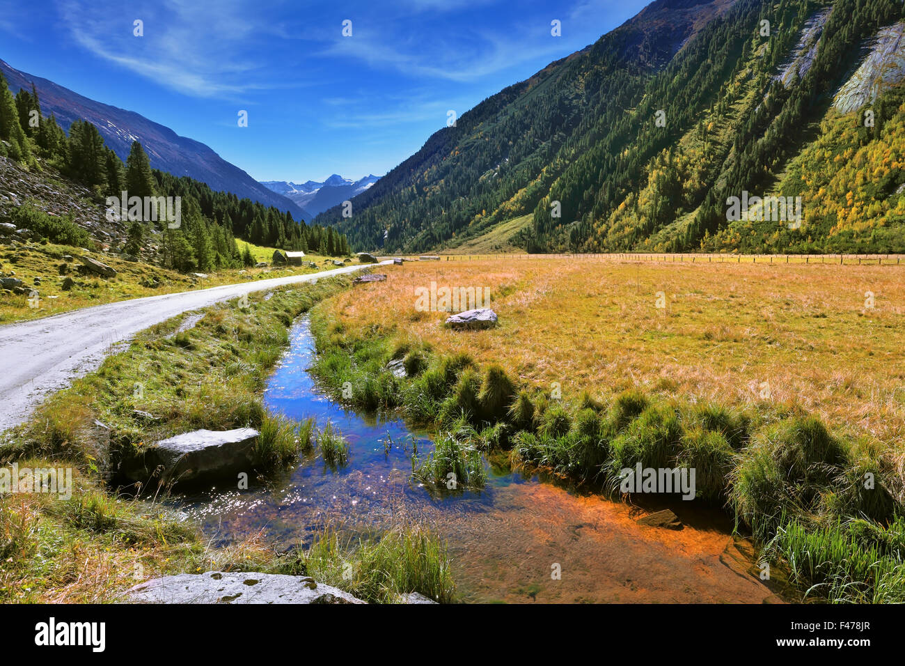 En amont des Chutes de Krimml Banque D'Images